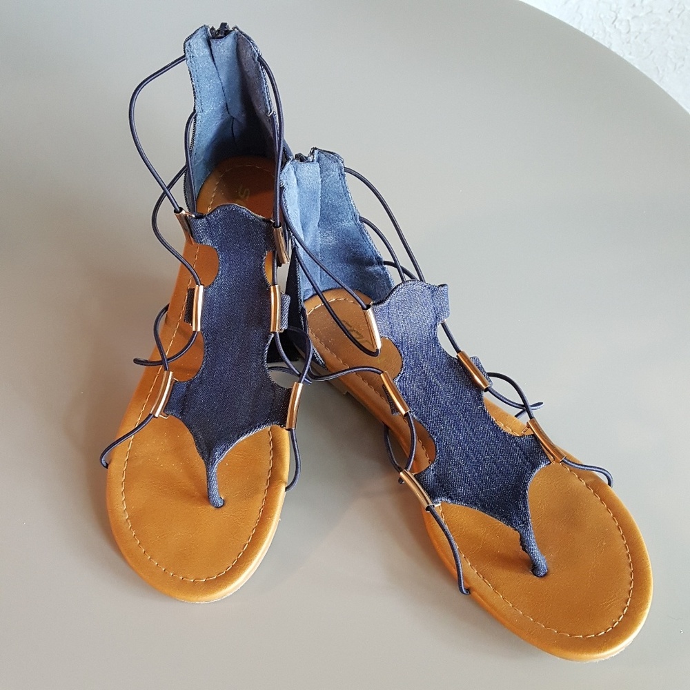 Soda Sandals Dark Denim Sz 9